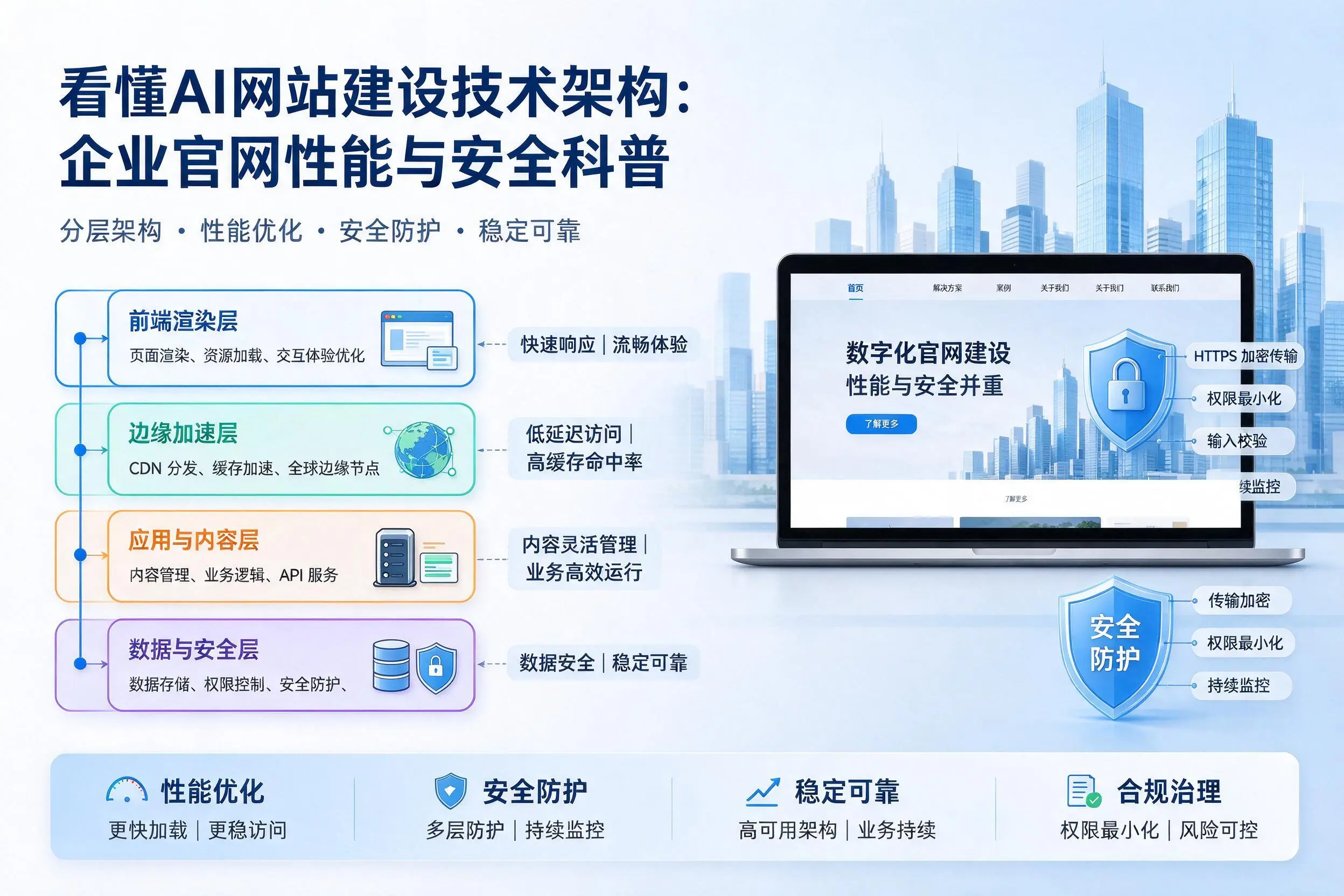 看懂AI网站建设技术架构:娄底企业官网性能与安全科普