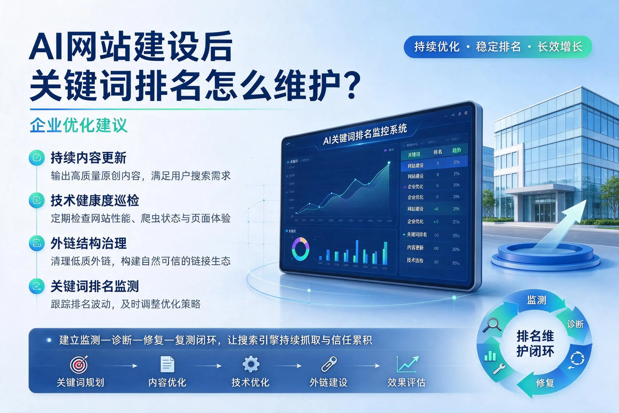 AI网站建设后关键词排名怎么维护？娄底企业优化建议